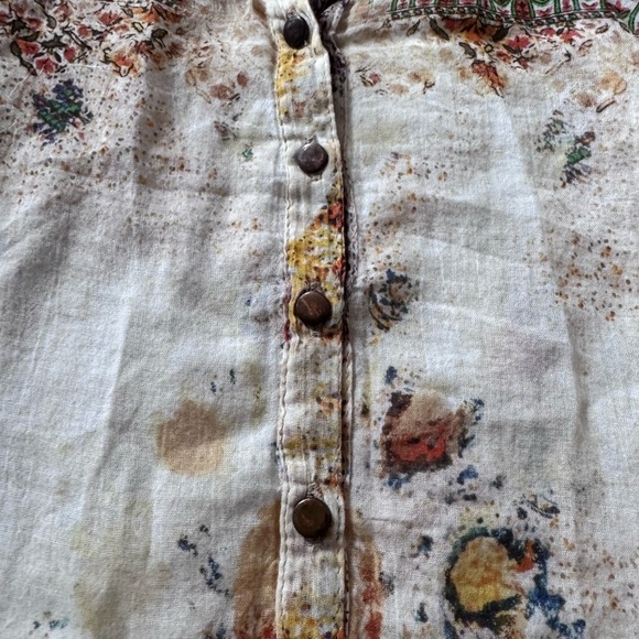 Floral Relaxed Buttoned Blouse with Mandarin Collar - Picture 14 of 15